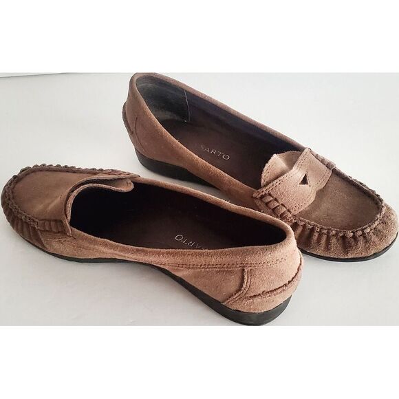 Franco Sarto Slip On Loafer Flats Suede Leather in Cocoa Brown Rubber WOM 7M - Picture 5 of 16
